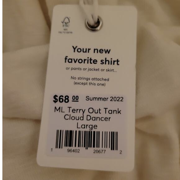 NWT Marine Layer Terry Out Tank Top Cloud Dancer Adjustable Straps Beachy - L - Picture 4 of 6